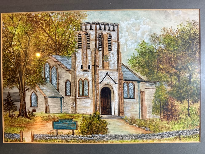 Watercolour Painting of A Church, Likely In The English Countryside. Signed - 5