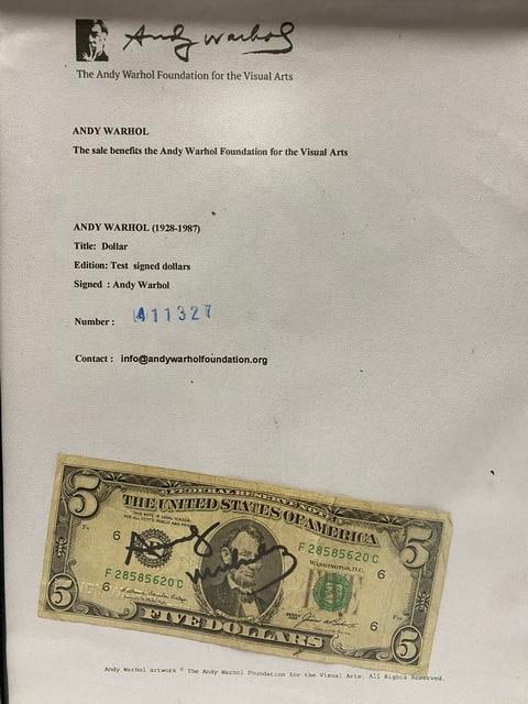 Andy Warhol, Five Dollars, 1976, Signed, Stamped - 2