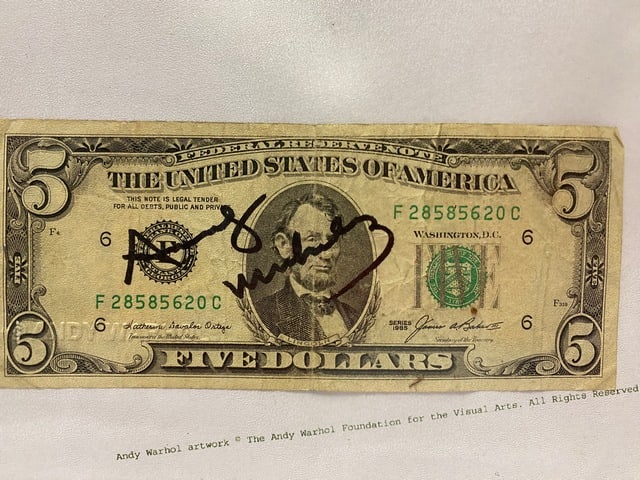 Andy Warhol, Five Dollars, 1976, Signed, Stamped - 3