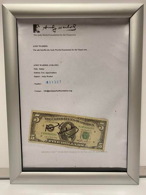 Andy Warhol, Five Dollars, 1976, Signed, Stamped - 5