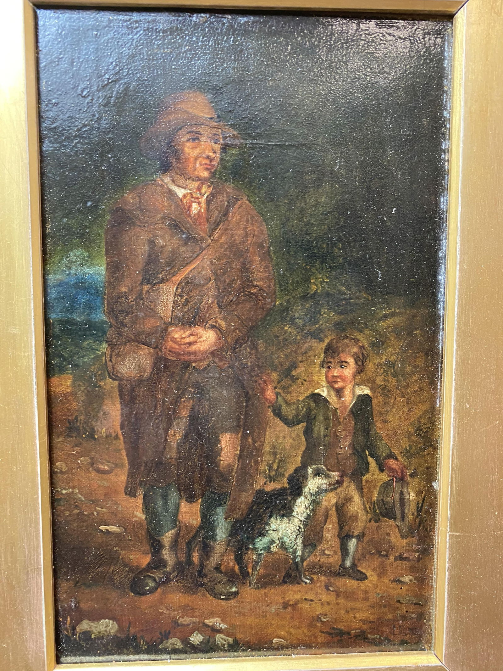 Unknown Artist, Man & Child 18th Century Oil Painting on Canvas, Signed - 3