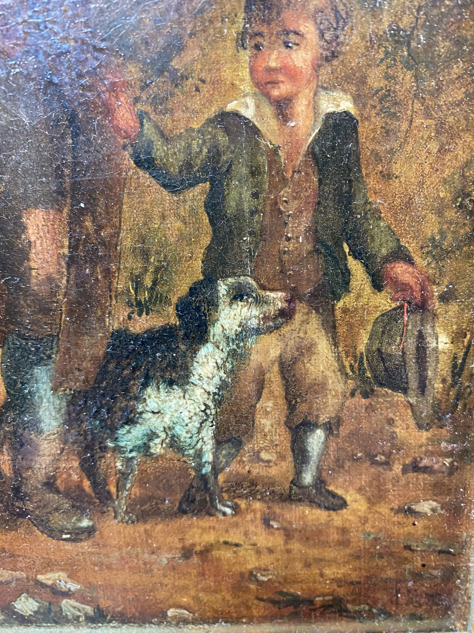 Unknown Artist, Man & Child 18th Century Oil Painting on Canvas, Signed - 5