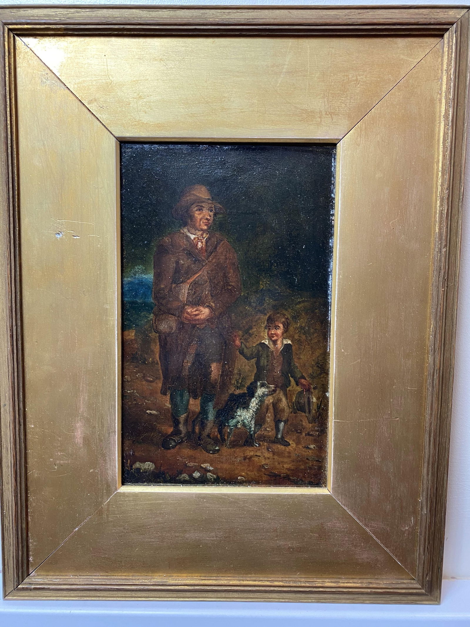 Unknown Artist, Man & Child 18th Century Oil Painting on Canvas, Signed - 6