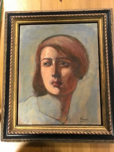 Picasso, (In the manner of) Original, rare art, Vintage, old painting, canvas , hand signed, - 10