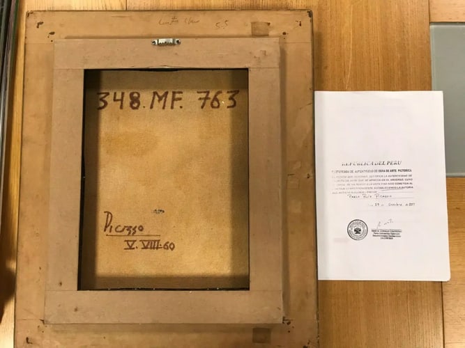 Picasso, (In the manner of) Original, rare art, Vintage, old painting, canvas , hand signed, - 3