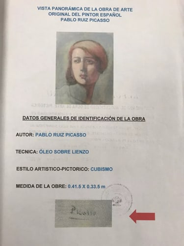 Picasso, (In the manner of) Original, rare art, Vintage, old painting, canvas , hand signed, - 5