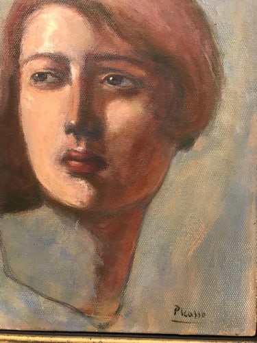 Picasso, (In the manner of) Original, rare art, Vintage, old painting, canvas , hand signed, - 8