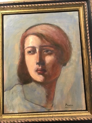 Picasso, (In the manner of) Original, rare art, Vintage, old painting, canvas , hand signed, - 9