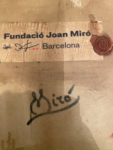 Joan Miro, In the manner of oil painting on hardbord hand Signed, Seal and stamped, wax, - 7