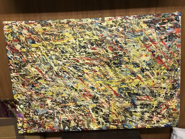Jackson Pollock, (In the manner of) Original, Oil Painting, on Canvas, Signed. - 5