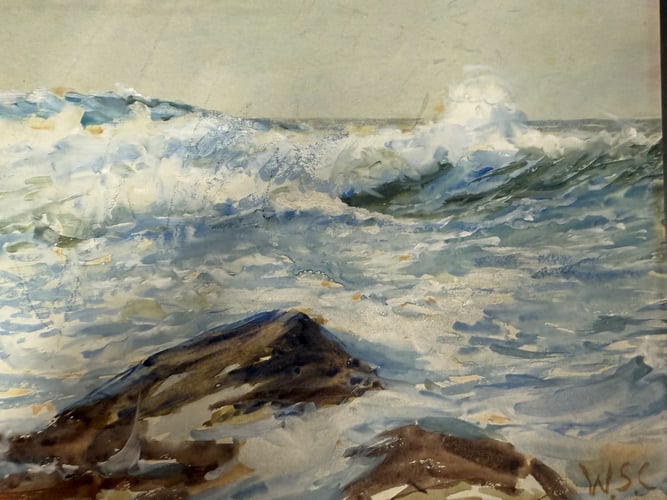 Winston Churchill, Original Oil Painting, Original, Drawing, Rare, Hand Signed, - 2