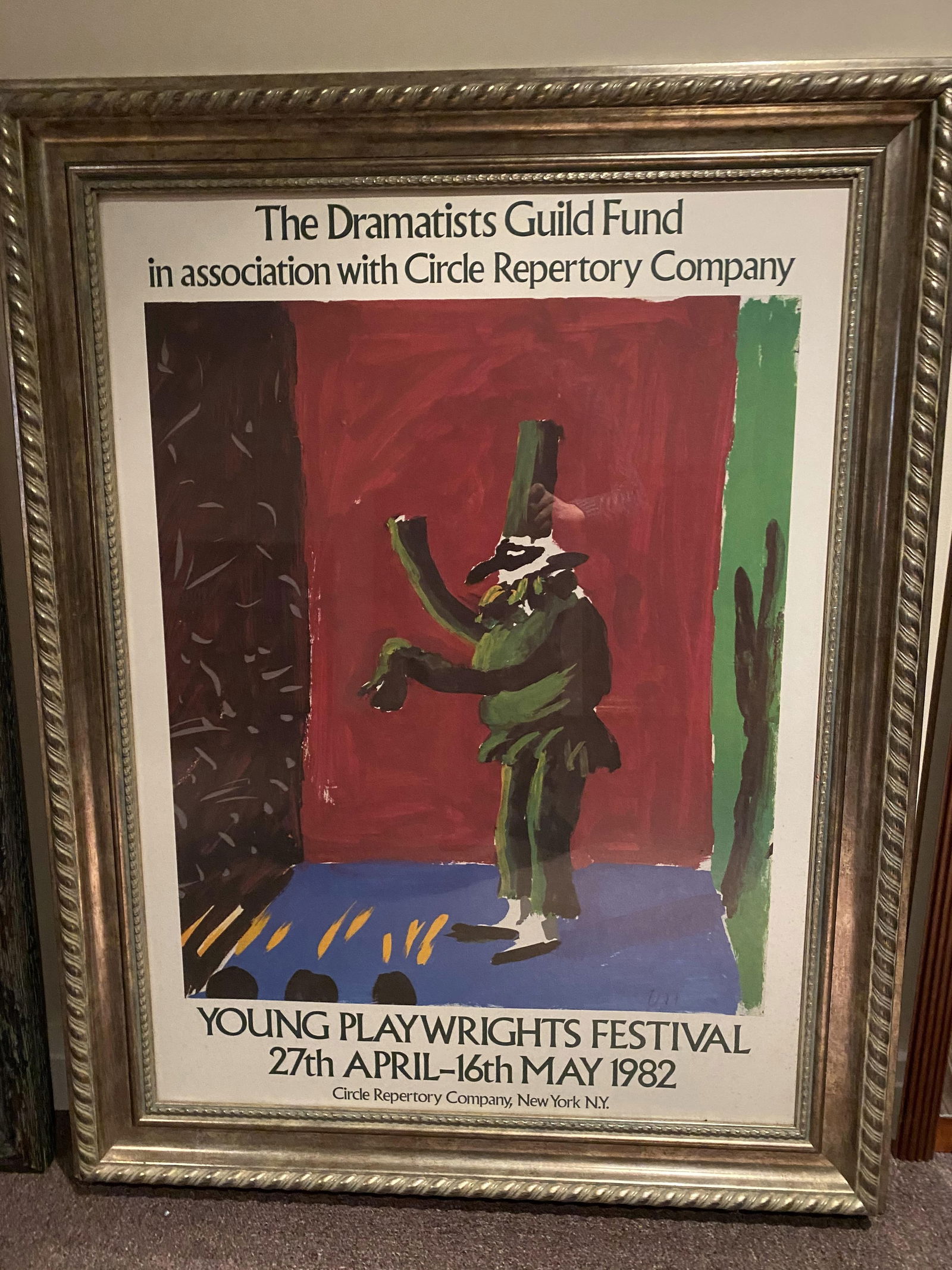 David Hockney, 1982 Original Poster, Young Playwrights Festival,: David Hockney, Original 1982 Poster, Young Playwrights Festival, Poster sold framed with very expensive gold frame. 