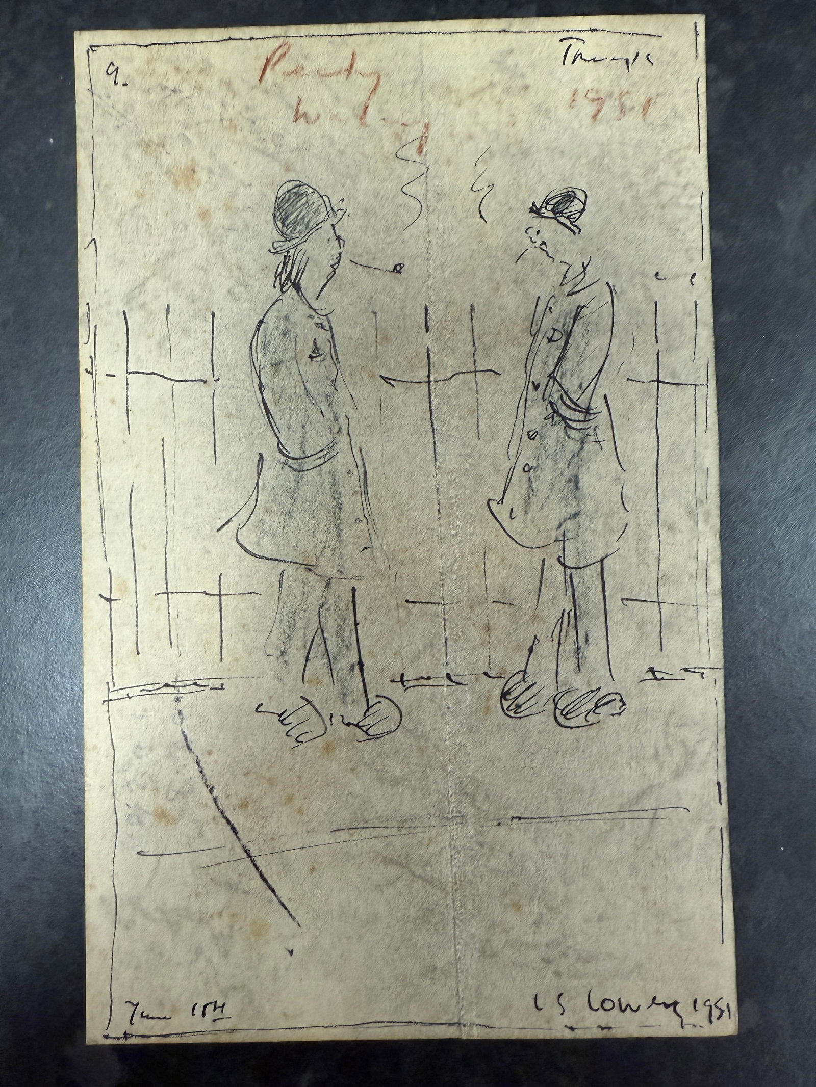 Laurence Stephen Lowry, 1951, Original, Drawing, Hand Signed,: Laurence Stephen Lowry, 1951, Original, Drawing, Hand Signed, Lost Art Collections. L.S.Lowry “Lost Treasure” Part of the history of the artists Lowry As most of you know that