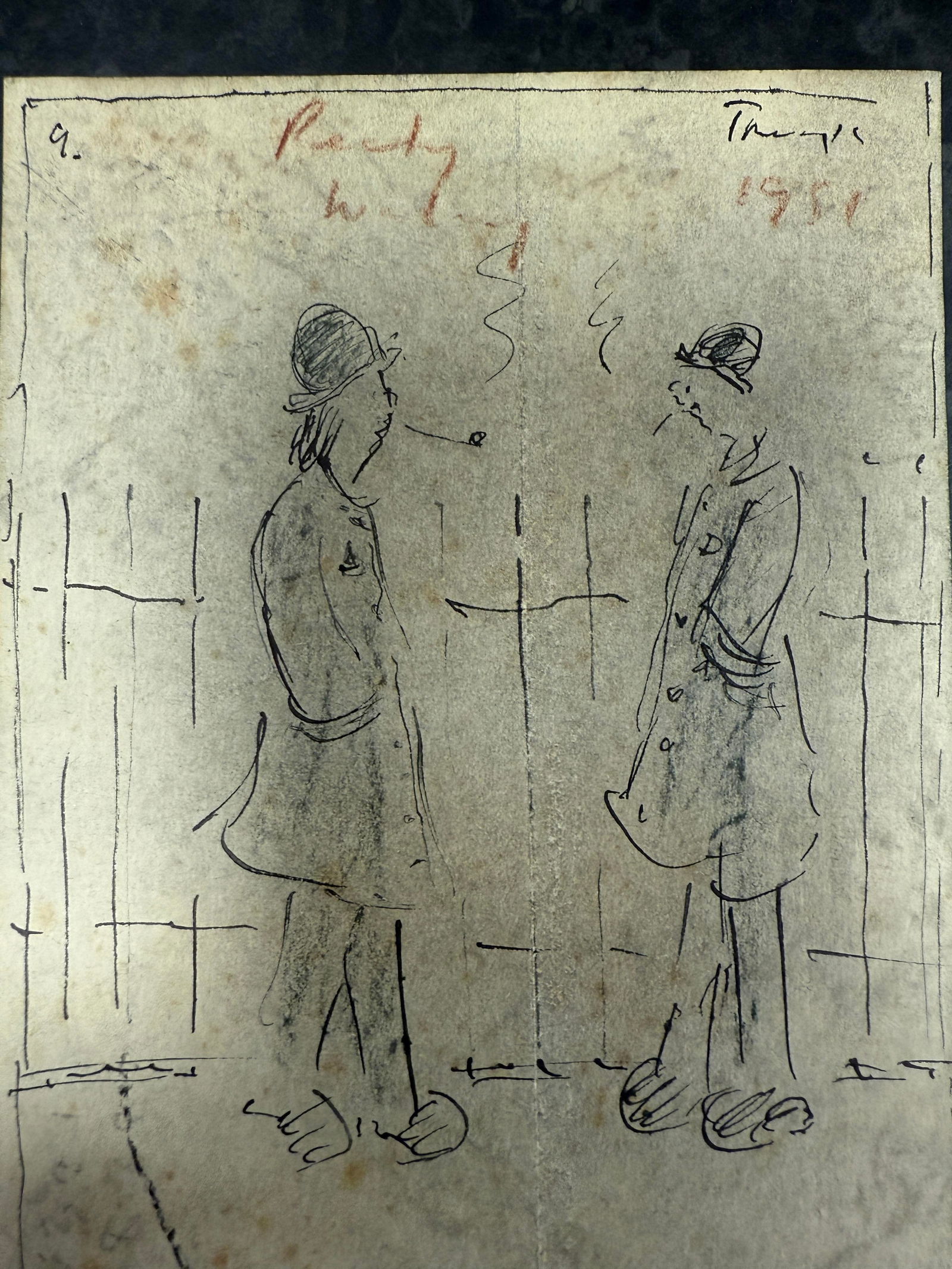 Laurence Stephen Lowry, 1951, Original, Drawing, Hand Signed, - 2