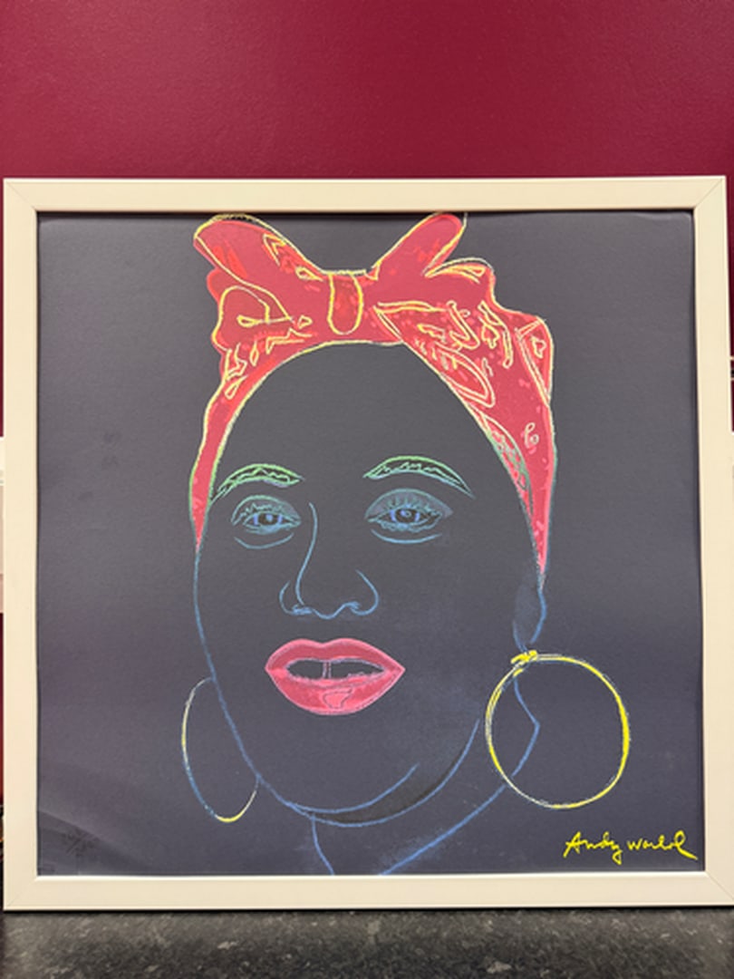 ANDY WARHOL RARE 1986 LMD ED LARGE FINE ART LITHOGRAPH PRINT~(23 1/2"""" W X 23 5/8"""" H): ANDY WARHOL RARE 1986 LMD ED LARGE FINE ART LITHOGRAPH PRINT~(23 1/2" W X 23 5/8" H) THE PRINT IS SIGNED IN THE PLATE, HAND NUMBERED FROM THE EDITION OF 2400, CMOA STAMP ON THE REVERSE BACK SIDE. IT F