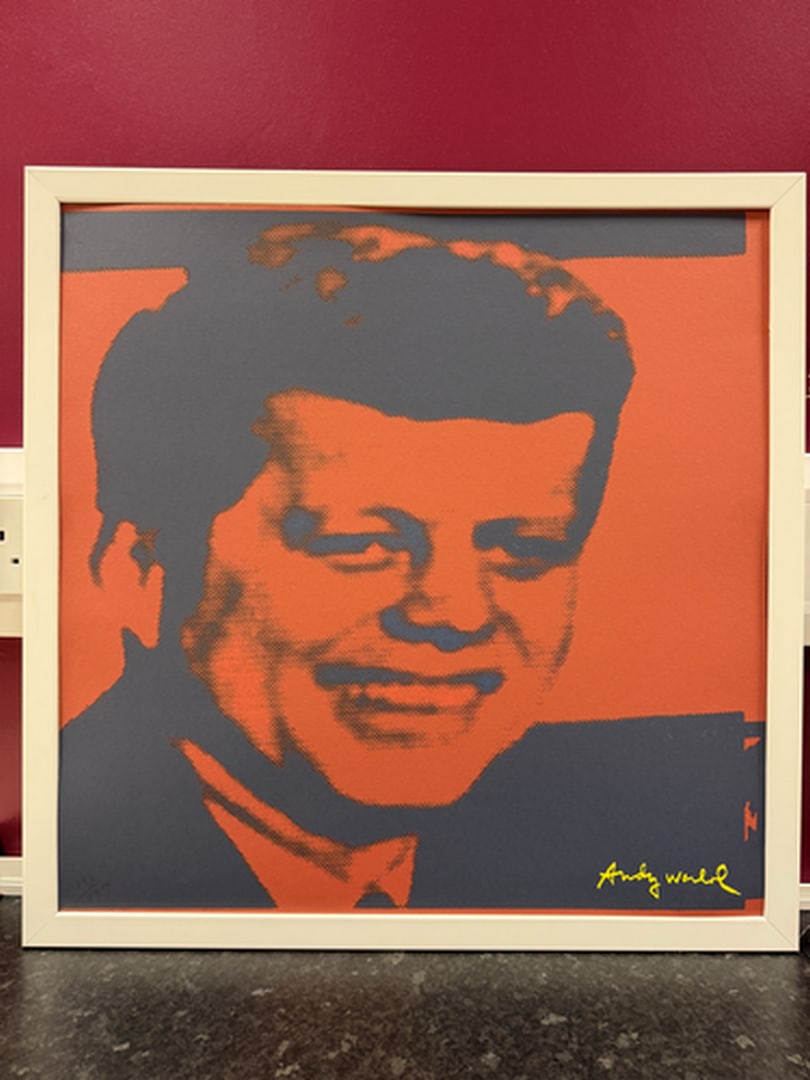 ANDY WARHOL RARE 1986 LMD ED LARGE FINE ART LITHOGRAPH PRINT~(23 1/2"""" W X 23 5/8"""" H): ANDY WARHOL RARE 1986 LMD ED LARGE FINE ART LITHOGRAPH PRINT~(23 1/2" W X 23 5/8" H) THE PRINT IS SIGNED IN THE PLATE, HAND NUMBERED FROM THE EDITION OF 2400, CMOA STAMP ON THE REVERSE BACK SIDE. IT F