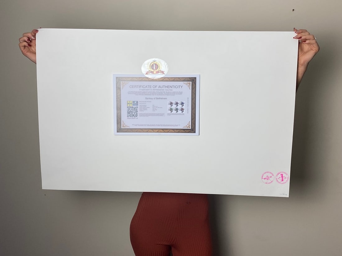 Banksy, In the manner of”, COA. Walled Off Hotel, Original, Limited Edition. Signed. Numbered. - 2