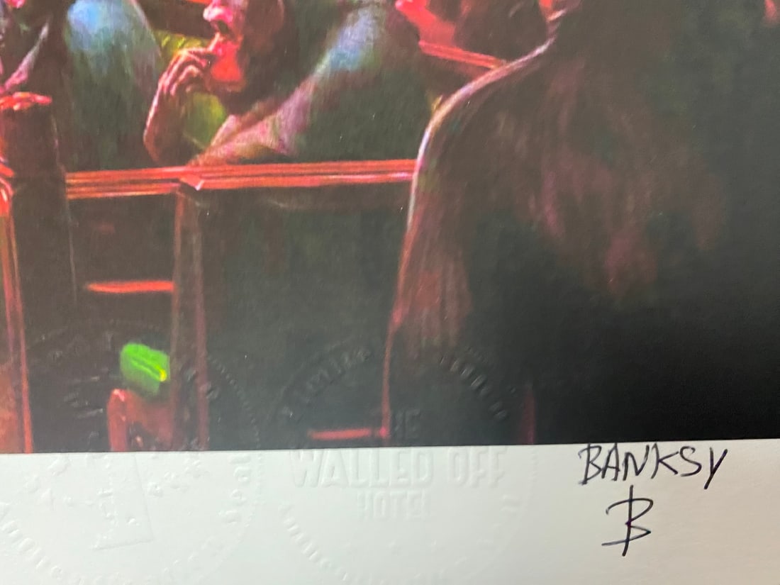 Banksy, In the manner of”, COA. Walled Off Hotel, Original, Limited Edition. Signed. Numbered. - 3