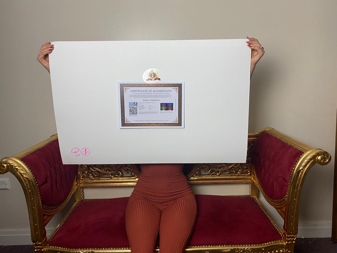 Banksy, In the manner of”, COA. Walled Off Hotel, Original, Limited Edition. Signed. Numbered. - 4