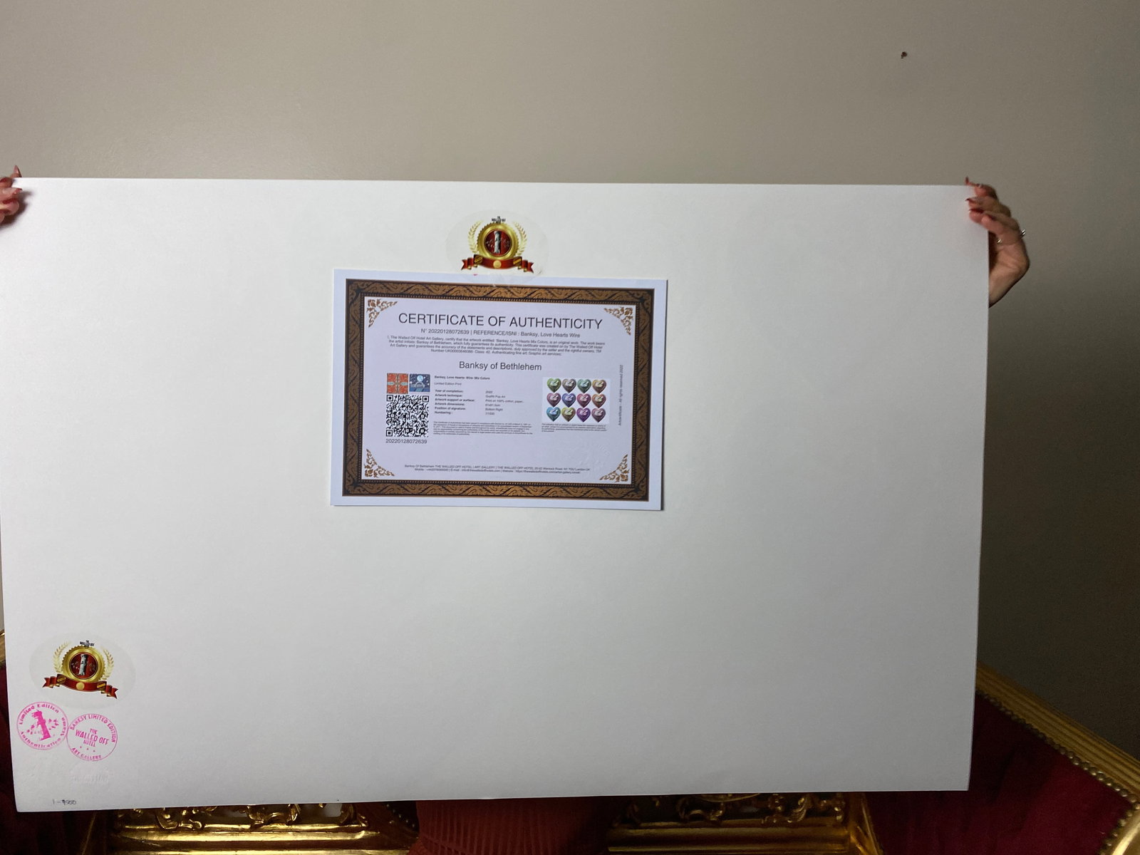 Banksy, In the manner of”, COA. Walled Off Hotel, Original, Limited Edition. Signed. Numbered. - 7