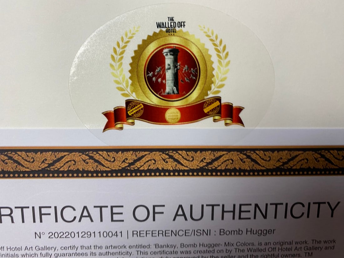 Banksy, In the manner of”, Walled Off Hotel, COA, Original, Limited Edition. Signed. Numbered - 7