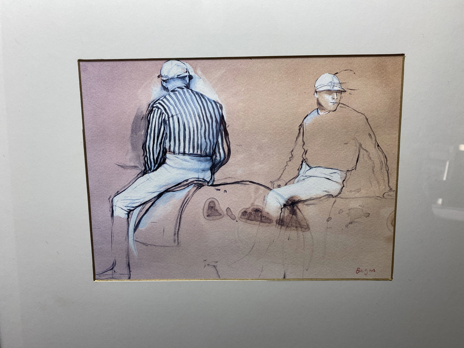 Edgar Degas, two man on horses, lithograph, Original, Signed, - 2