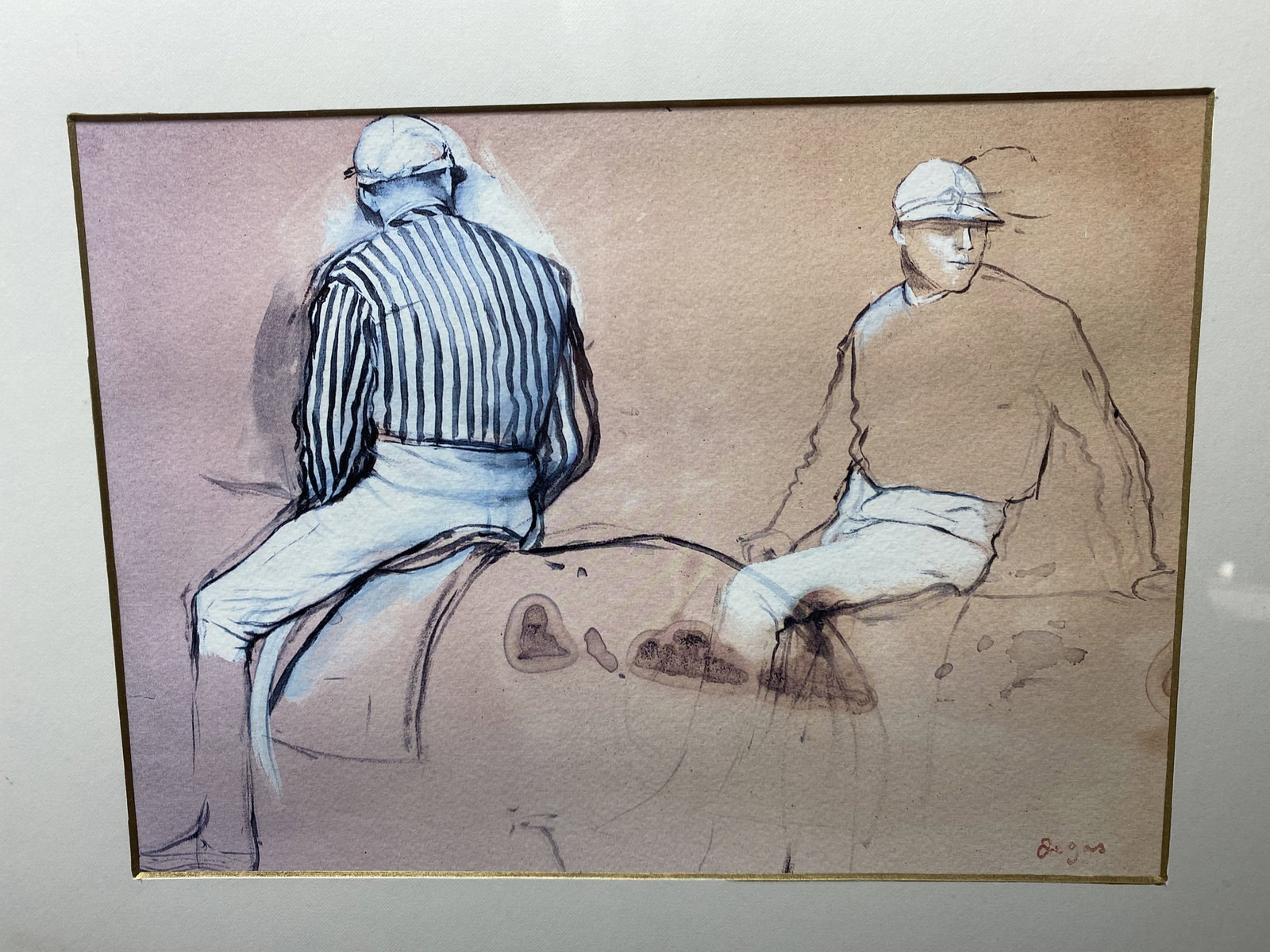 Edgar Degas, two man on horses, lithograph, Original, Signed, - 3