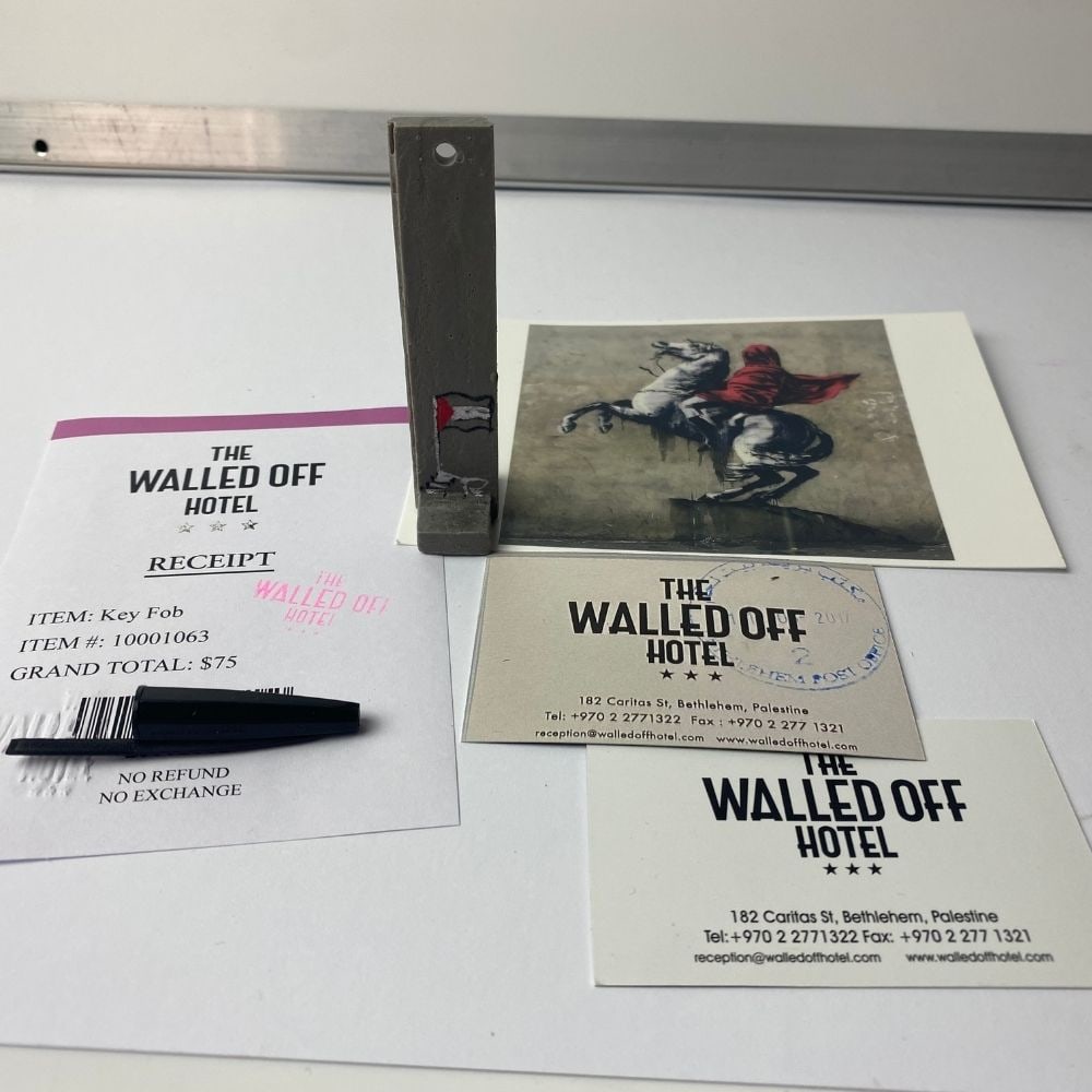 The Walled Off Hotel, Banksy, key Fob Sculpture. Original, Limited Edition, - 4
