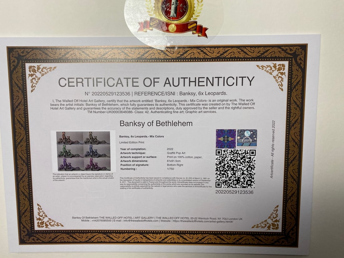 Banksy, In the manner of”, Banksy B, Original, Limited Edition, Print, Signed, Certificate, - 3