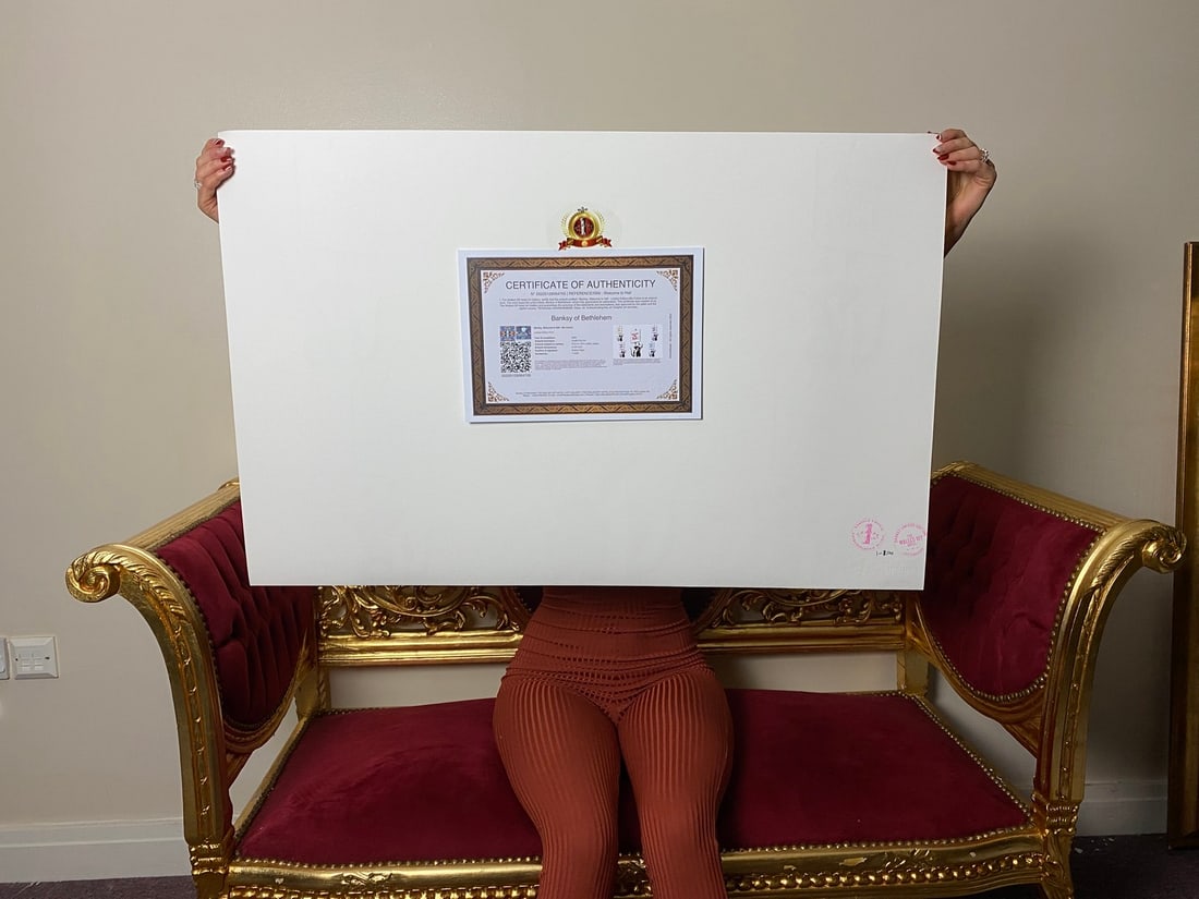 Banksy, In the manner of”, COA. Walled Off Hotel, Original, Limited Edition. Signed. Numbered - 5