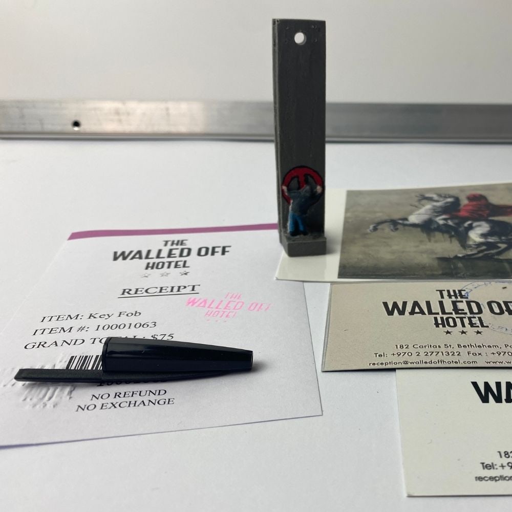 The Walled Off Hotel, Banksy, key Fob Sculpture. Original, Limited Edition,, - 3