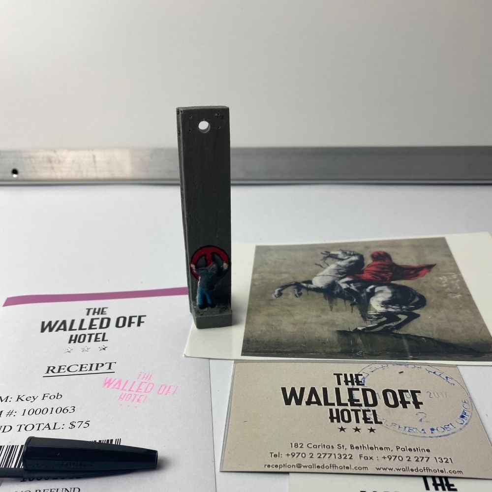 The Walled Off Hotel, Banksy, key Fob Sculpture. Original, Limited Edition,, - 4
