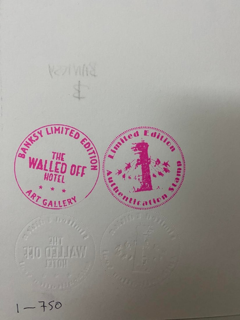 Banksy, In the manner of”, Walled Off Hotel, COA, Original, Limited Edition. Signed. Numbered - 6
