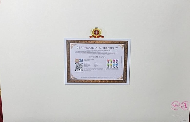 Banksy, In the manner of”, COA. Walled Off Hotel, Original, Limited Edition. Signed. Numbered. - 4