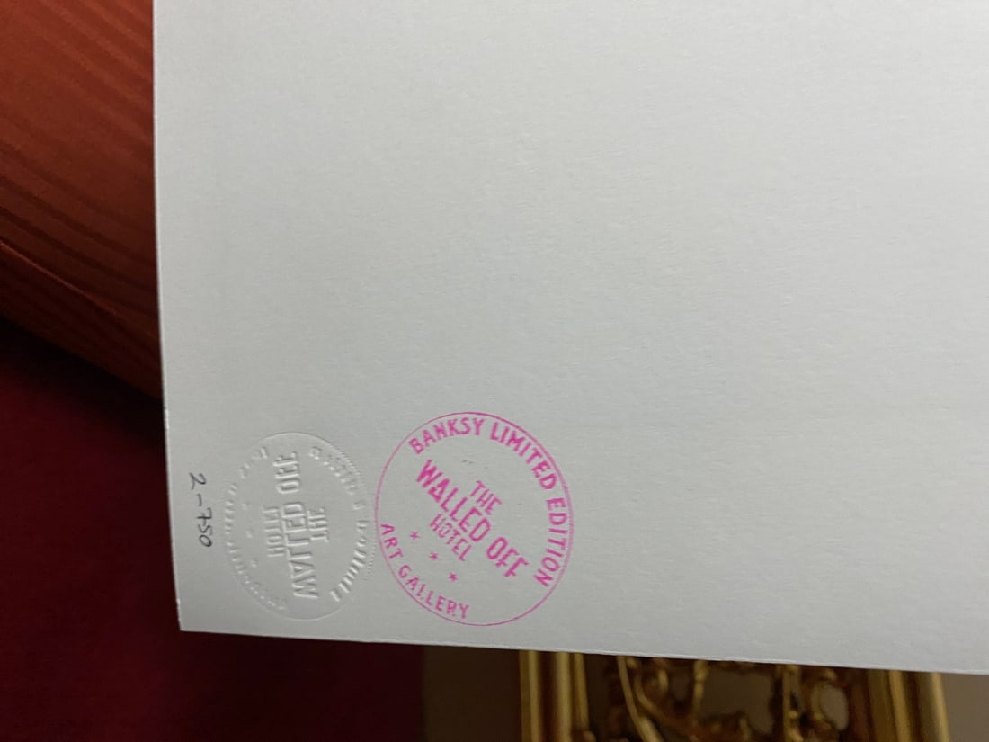 Banksy, In the manner of”, COA. Walled Off Hotel, Original, Limited Edition. Signed. Numbered - 10