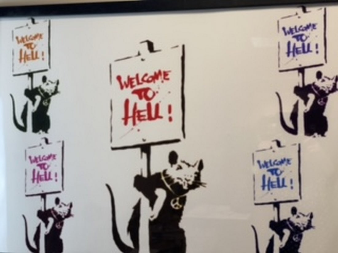 Banksy, In the manner of”, COA. Walled Off Hotel, Original, Limited Edition. Signed. Numbered. - 4