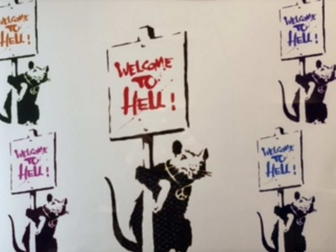 Banksy, In the manner of”, COA. Walled Off Hotel, Original, Limited Edition. Signed. Numbered. - 5