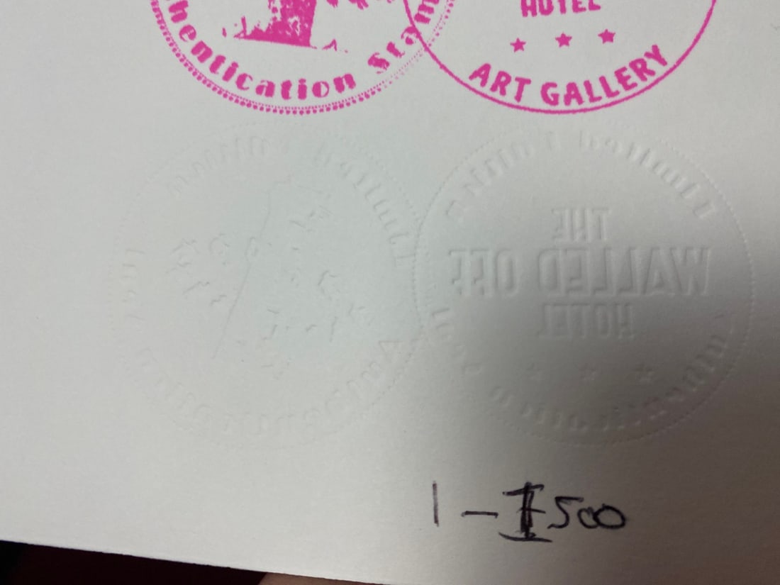 Banksy, In the manner of”, COA. Walled Off Hotel, Original, Limited Edition. Signed. Numbered. - 6