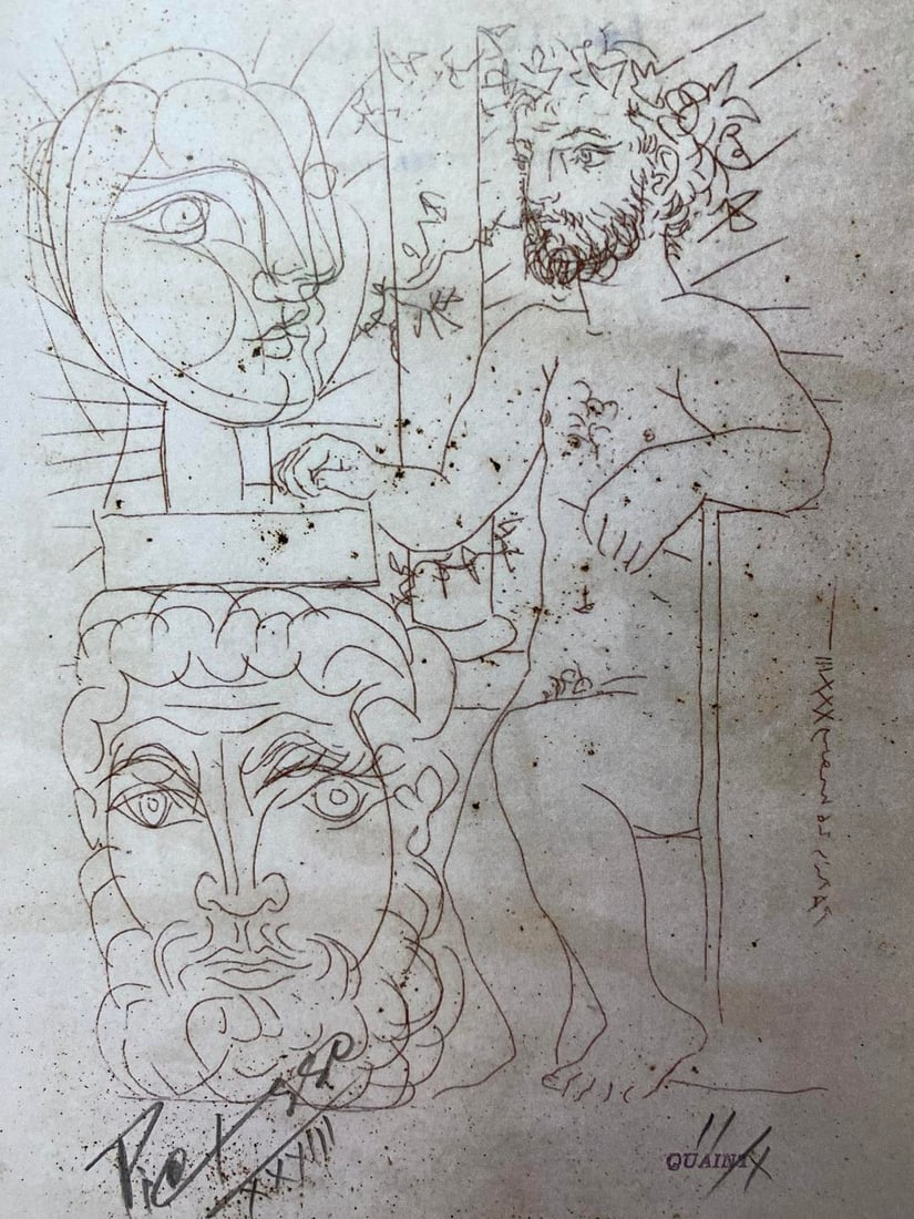 Pablo Picasso, Original Print, Limited Edition, Gallery Seal, Stamped, - 5