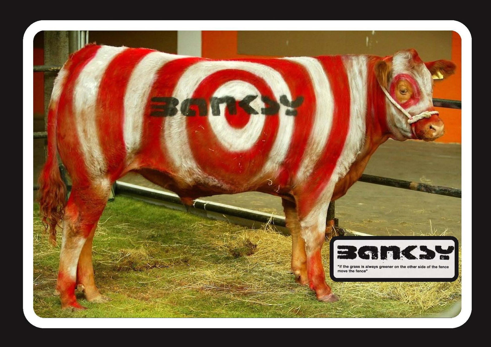 Banksy- Turf War Poster- Red Target Cow-D2: Banksy- Turf War Poster- Red Target Cow-D2 2022 Screen print on paper, Solid Finishing: Classic (250 gsm gloss) Limited Edition of 2000 Numbered and Stamped / seal Sizes- 420 X594mm The Walled Off