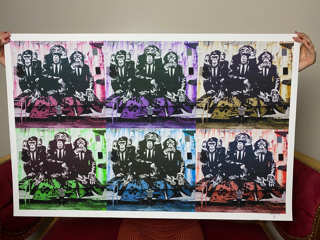 Banksy, In the manner of”, COA. Walled Off Hotel, Original, Limited Edition. Signed. Numbered. - 5