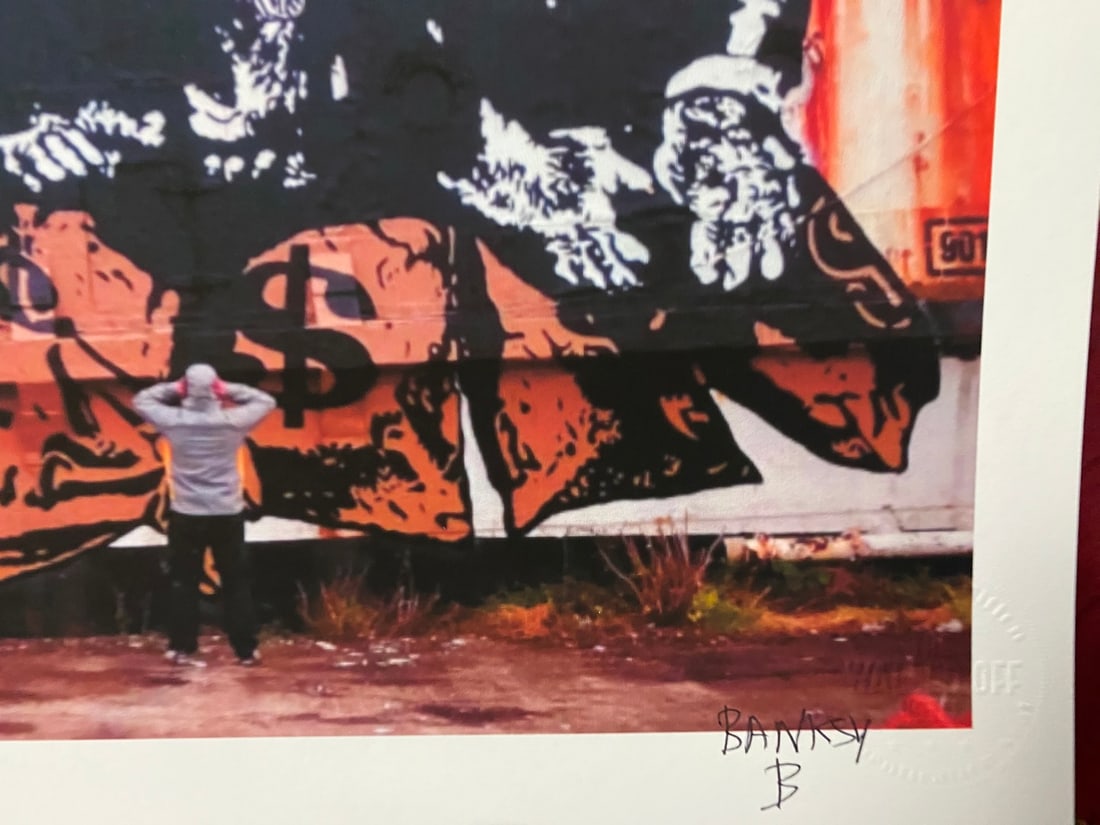 Banksy, In the manner of”, COA. Walled Off Hotel, Original, Limited Edition. Signed. Numbered. - 6