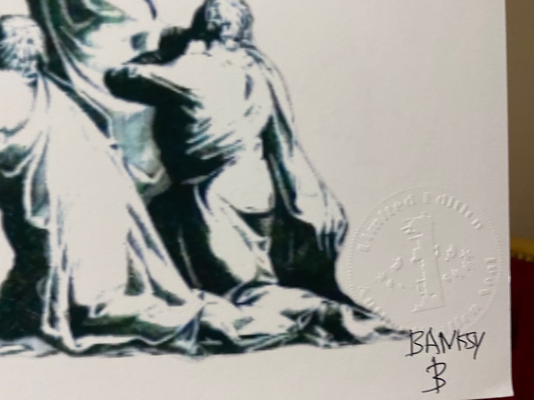 Banksy, In the manner of”, COA. Walled Off Hotel, Original, Limited Edition. Signed. Numbered. - 2