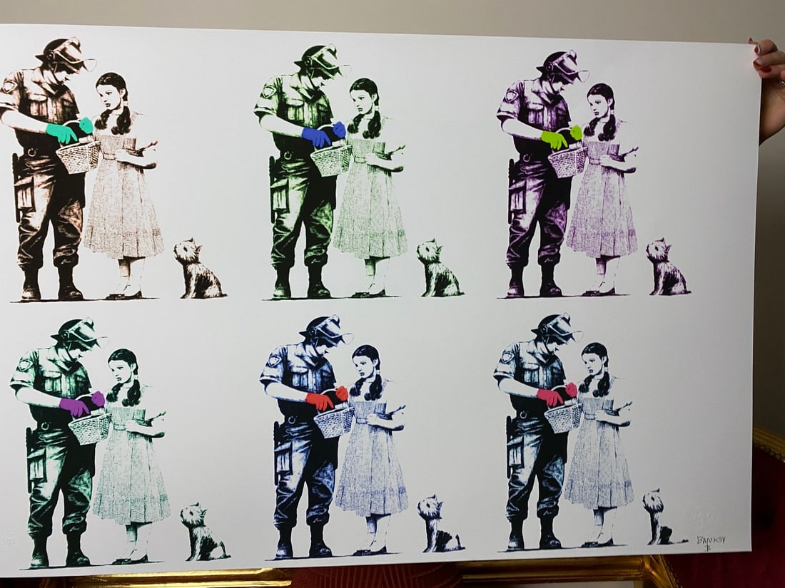 Banksy, In the manner of”, COA. Walled Off Hotel, Original, Limited Edition. Signed. Numbered. - 2