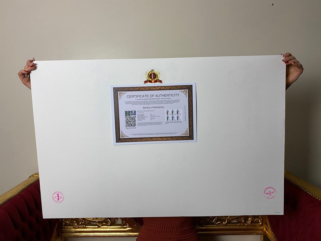 Banksy, In the manner of”, COA. Walled Off Hotel, Original, Limited Edition. Signed. Numbered. - 4