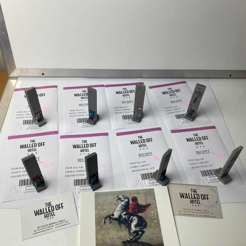 The Walled Off Hotel, Banksy, key Fob Sculpture. Original, Limited Edition, set X8 (1 of 7)