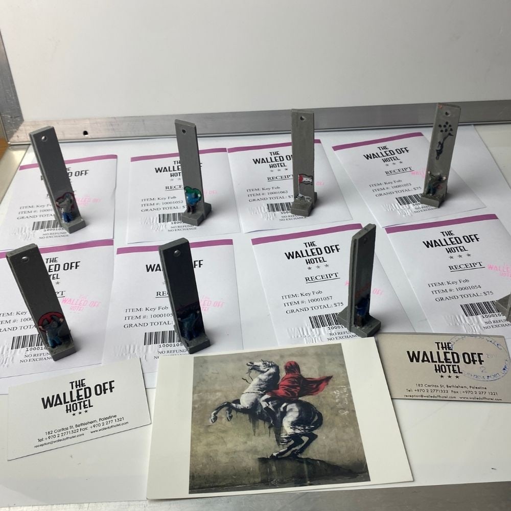 The Walled Off Hotel, Banksy, key Fob Sculpture. Original, Limited Edition, set X8 - 3