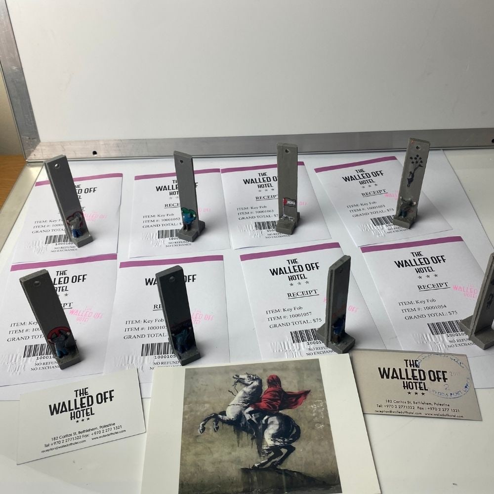 The Walled Off Hotel, Banksy, key Fob Sculpture. Original, Limited Edition, set X8 - 6