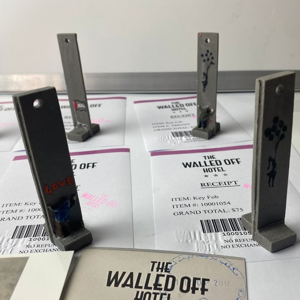 The Walled Off Hotel, Banksy, key Fob Sculpture. Original, Limited Edition, set X8 - 7