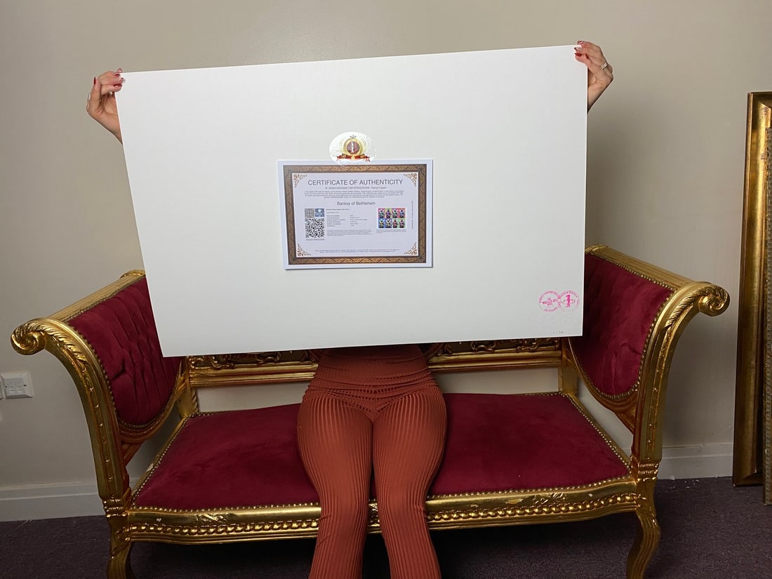 Banksy, In the manner of”, COA. Walled Off Hotel, Original, Limited Edition. Signed. Numbered - 5